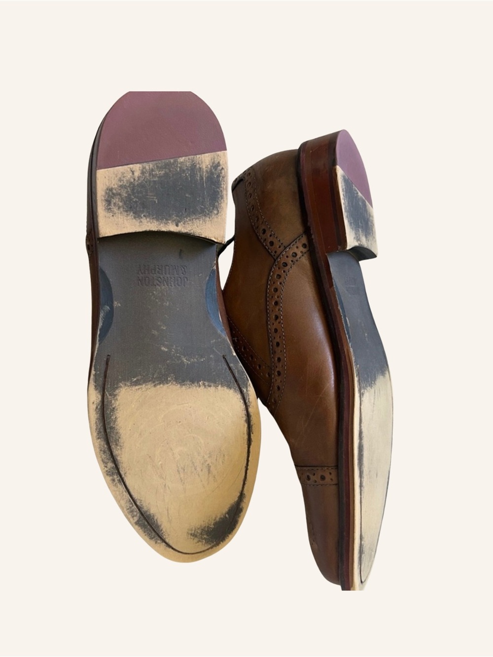 Johnston & Murphy Shoes Men’s Brown Cognac Wingtip Oxfords Leather Size 9 Men’s - Picture 8 of 11